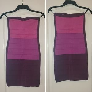 Bebe strapless tri colored dress